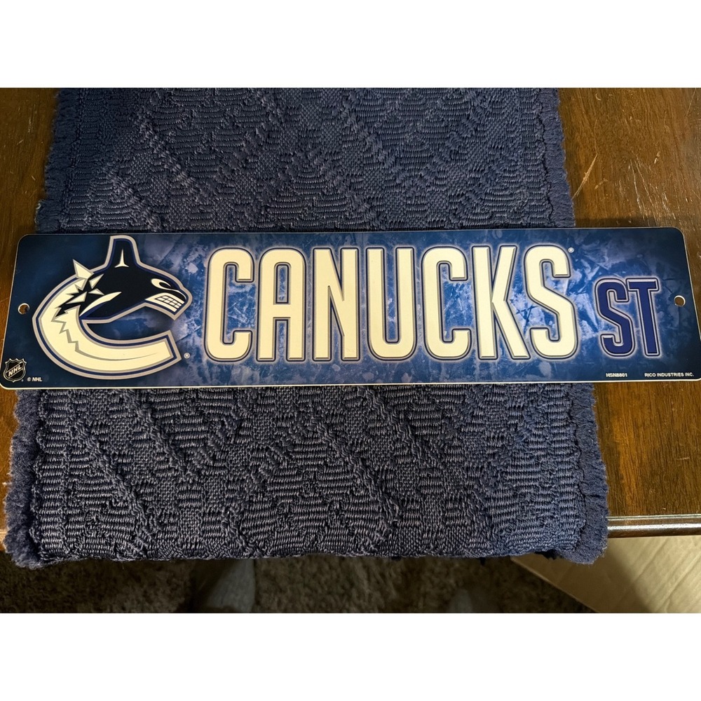 Vancouver Canucks NHL Street Sign Rico Industries HSN8801 Blue White Metal Decor